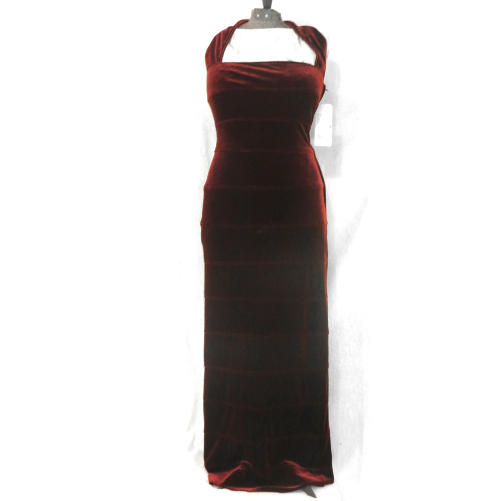 Slinky Formal Burgundy Velvet Gown by En Francais